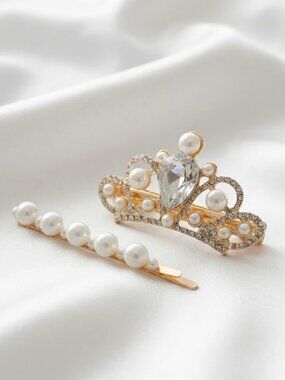 Two Piece Tierra Clip and Pearl Bobby Pin Hair Accessory